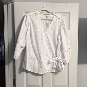 White Women's Top with Lace Detail New with Tags